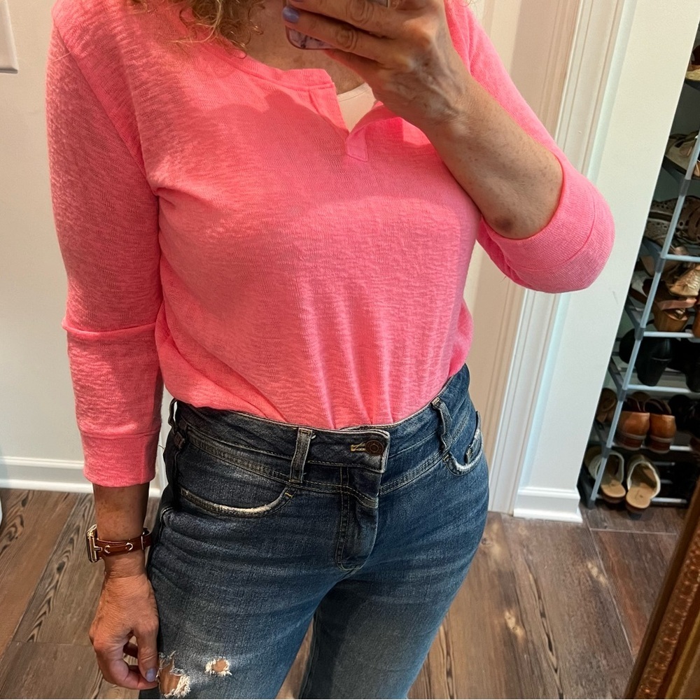 Neon pink top by Nally and Millie three-quarter sleeves 

size medium